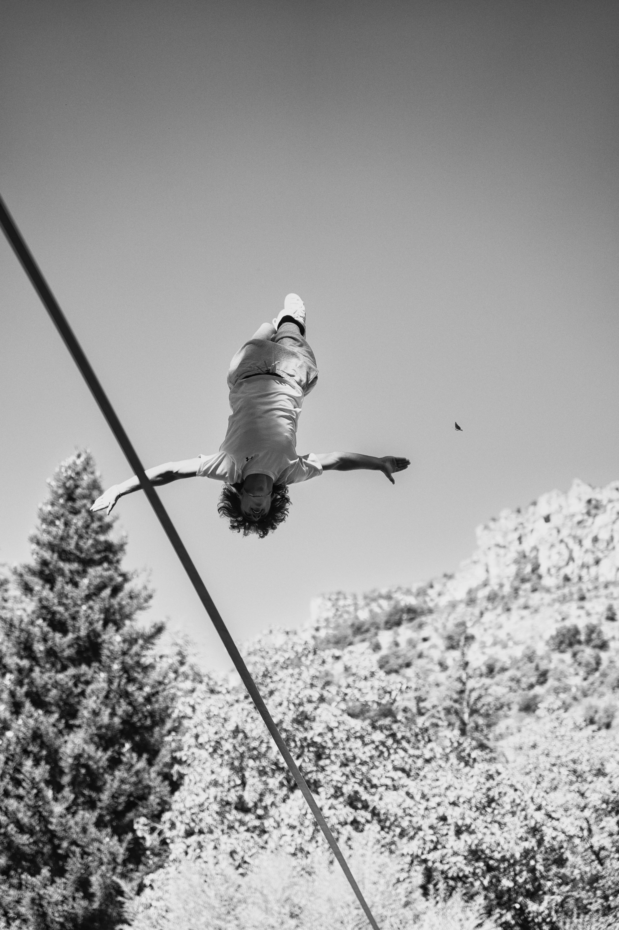 Athlète sur une highline