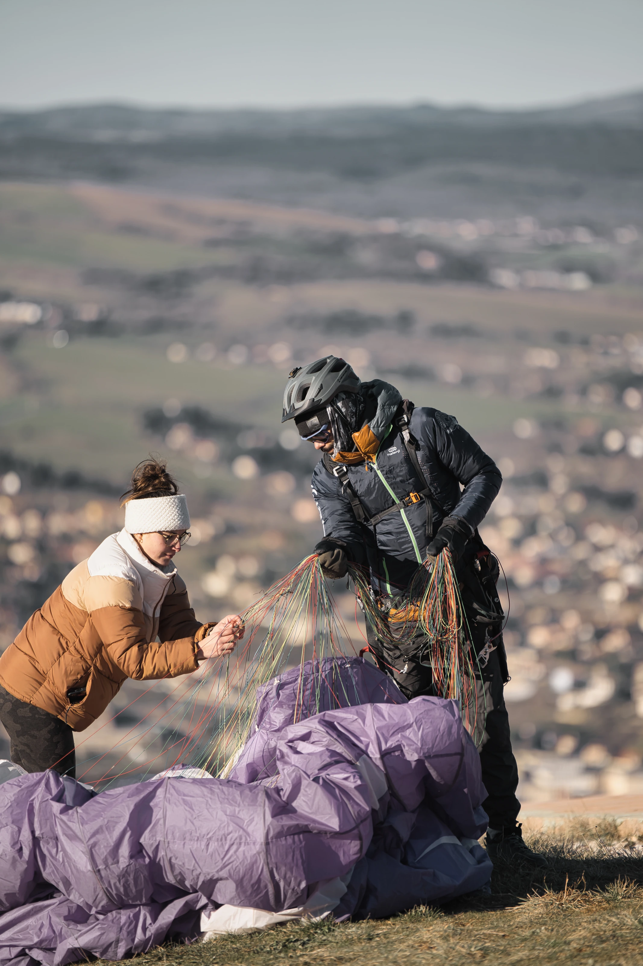 Préparation d'un parapente biplace